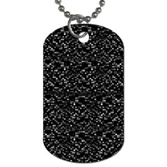 Pixel Grid Dark Black And White Pattern Dog Tag (one Side)