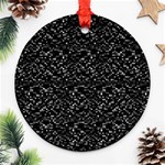 Pixel Grid Dark Black And White Pattern Round Ornament (Two Sides) Back