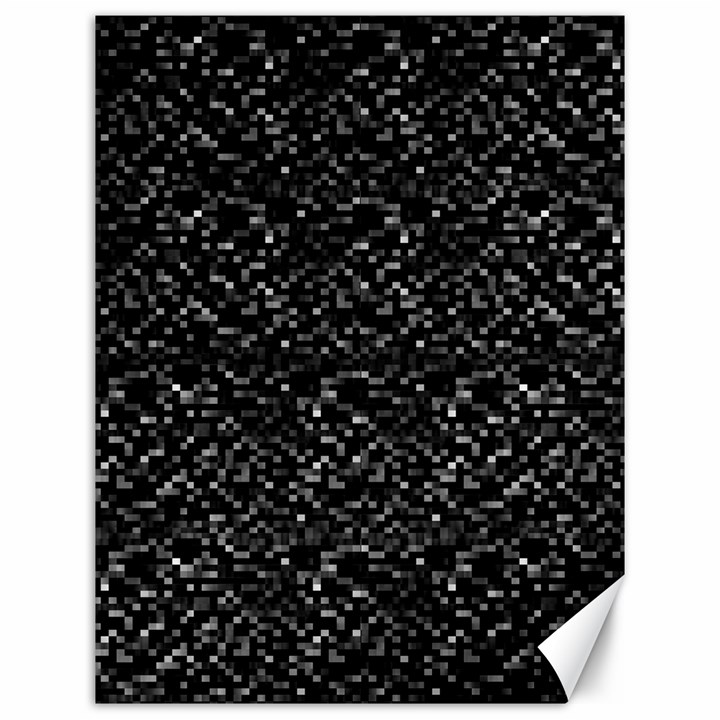 Pixel Grid Dark Black And White Pattern Canvas 12  x 16 