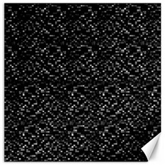 Pixel Grid Dark Black And White Pattern Canvas 16  X 16  by dflcprintsclothing