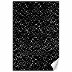 Pixel Grid Dark Black And White Pattern Canvas 24  X 36 