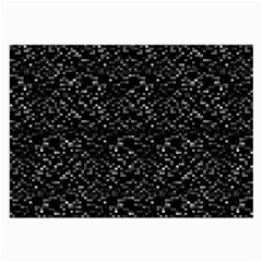 Pixel Grid Dark Black And White Pattern Large Glasses Cloth by dflcprintsclothing