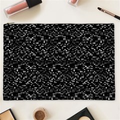 Pixel Grid Dark Black And White Pattern Cosmetic Bag (xxl) by dflcprintsclothing