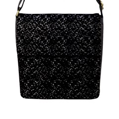 Pixel Grid Dark Black And White Pattern Flap Closure Messenger Bag (l) by dflcprintsclothing