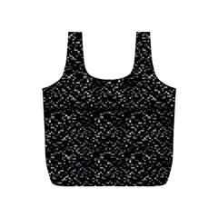 Pixel Grid Dark Black And White Pattern Full Print Recycle Bag (s) by dflcprintsclothing