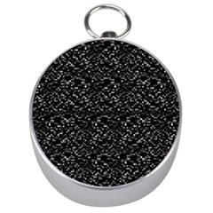 Pixel Grid Dark Black And White Pattern Silver Compasses by dflcprintsclothing