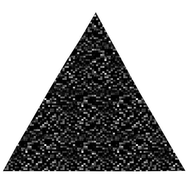 Pixel Grid Dark Black And White Pattern Wooden Puzzle Triangle