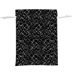 Pixel Grid Dark Black And White Pattern  Lightweight Drawstring Pouch (xl)