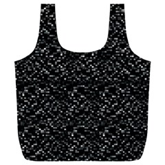 Pixel Grid Dark Black And White Pattern Full Print Recycle Bag (xxxl) by dflcprintsclothing