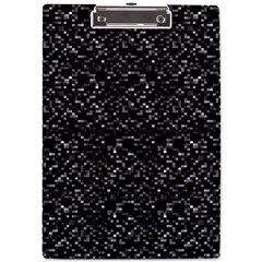 Pixel Grid Dark Black And White Pattern A4 Clipboard by dflcprintsclothing