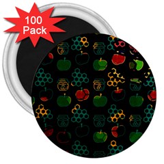 Apples Honey Honeycombs Pattern 3  Magnets (100 pack)