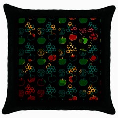 Apples Honey Honeycombs Pattern Throw Pillow Case (Black)