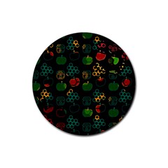 Apples Honey Honeycombs Pattern Rubber Coaster (Round)