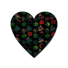 Apples Honey Honeycombs Pattern Heart Magnet