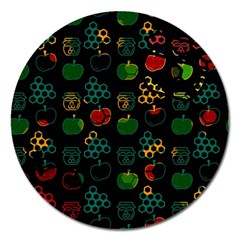 Apples Honey Honeycombs Pattern Magnet 5  (Round)