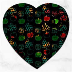 Apples Honey Honeycombs Pattern Jigsaw Puzzle (Heart)