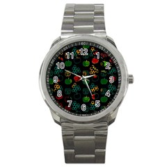 Apples Honey Honeycombs Pattern Sport Metal Watch