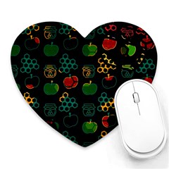 Apples Honey Honeycombs Pattern Heart Mousepads