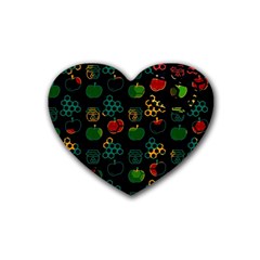 Apples Honey Honeycombs Pattern Rubber Coaster (Heart)