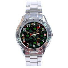 Apples Honey Honeycombs Pattern Stainless Steel Analogue Watch