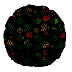 Apples Honey Honeycombs Pattern Large 18  Premium Round Cushions