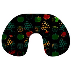 Apples Honey Honeycombs Pattern Travel Neck Pillow by Amaryn4rt