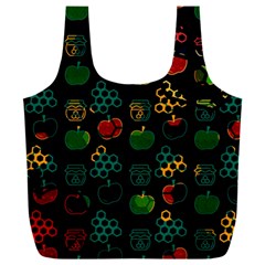 Apples Honey Honeycombs Pattern Full Print Recycle Bag (xxl) by Amaryn4rt