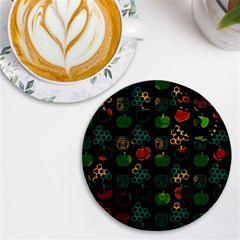 Apples Honey Honeycombs Pattern Uv Print Round Tile Coaster