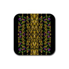 Fanciful Fantasy Flower Forest Rubber Coaster (square) by pepitasart