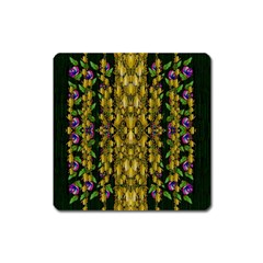 Fanciful Fantasy Flower Forest Square Magnet by pepitasart