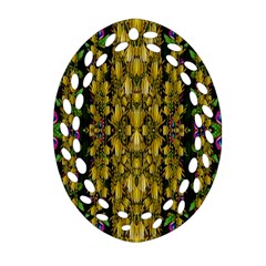 Fanciful Fantasy Flower Forest Ornament (oval Filigree) by pepitasart