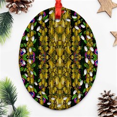 Fanciful Fantasy Flower Forest Oval Filigree Ornament (two Sides) by pepitasart