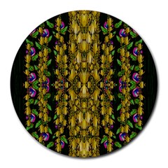 Fanciful Fantasy Flower Forest Round Mousepads by pepitasart