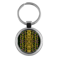 Fanciful Fantasy Flower Forest Key Chain (round) by pepitasart