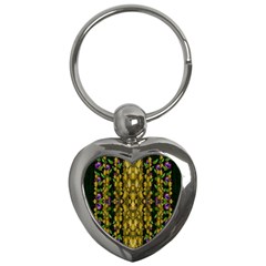 Fanciful Fantasy Flower Forest Key Chain (heart) by pepitasart