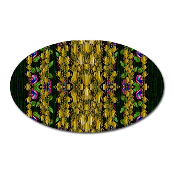 Fanciful Fantasy Flower Forest Oval Magnet