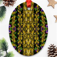 Fanciful Fantasy Flower Forest Oval Ornament (two Sides) by pepitasart