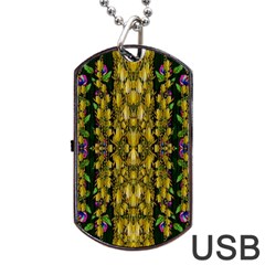 Fanciful Fantasy Flower Forest Dog Tag Usb Flash (two Sides) by pepitasart