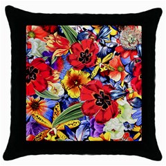 Flower Pattern Throw Pillow Case (Black)