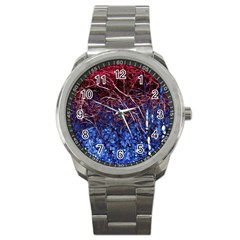 Autumn Fractal Forest Background Sport Metal Watch by Amaryn4rt