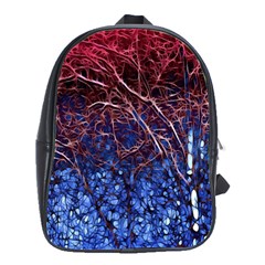 Autumn Fractal Forest Background School Bag (large) by Amaryn4rt