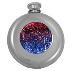 Autumn Fractal Forest Background Round Hip Flask (5 Oz) by Amaryn4rt