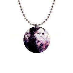 Sakura Girl 1  Button Necklace by MRNStudios