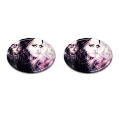 Sakura Girl Cufflinks (oval) by MRNStudios