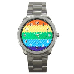 Mandalas-1084082 Textured-rainbow Sport Metal Watch by jellybeansanddinosaurs