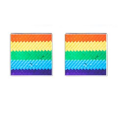 Mandalas-1084082 Textured-rainbow Cufflinks (square) by jellybeansanddinosaurs