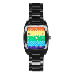 Mandalas-1084082 Textured-rainbow Stainless Steel Barrel Watch by jellybeansanddinosaurs