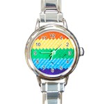 Mandalas-1084082 Textured-rainbow Round Italian Charm Watch Front