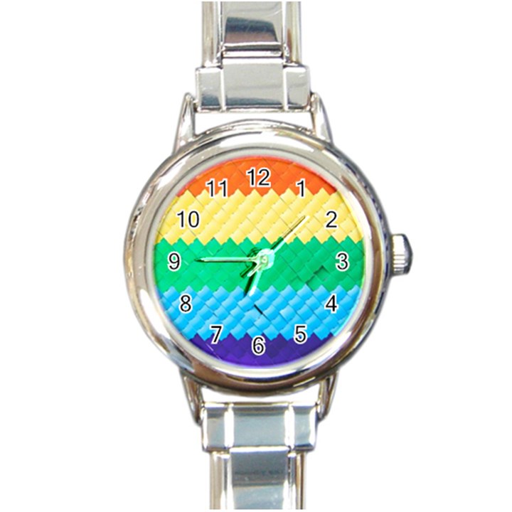 Mandalas-1084082 Textured-rainbow Round Italian Charm Watch