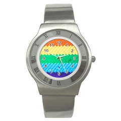 Mandalas-1084082 Textured-rainbow Stainless Steel Watch by jellybeansanddinosaurs